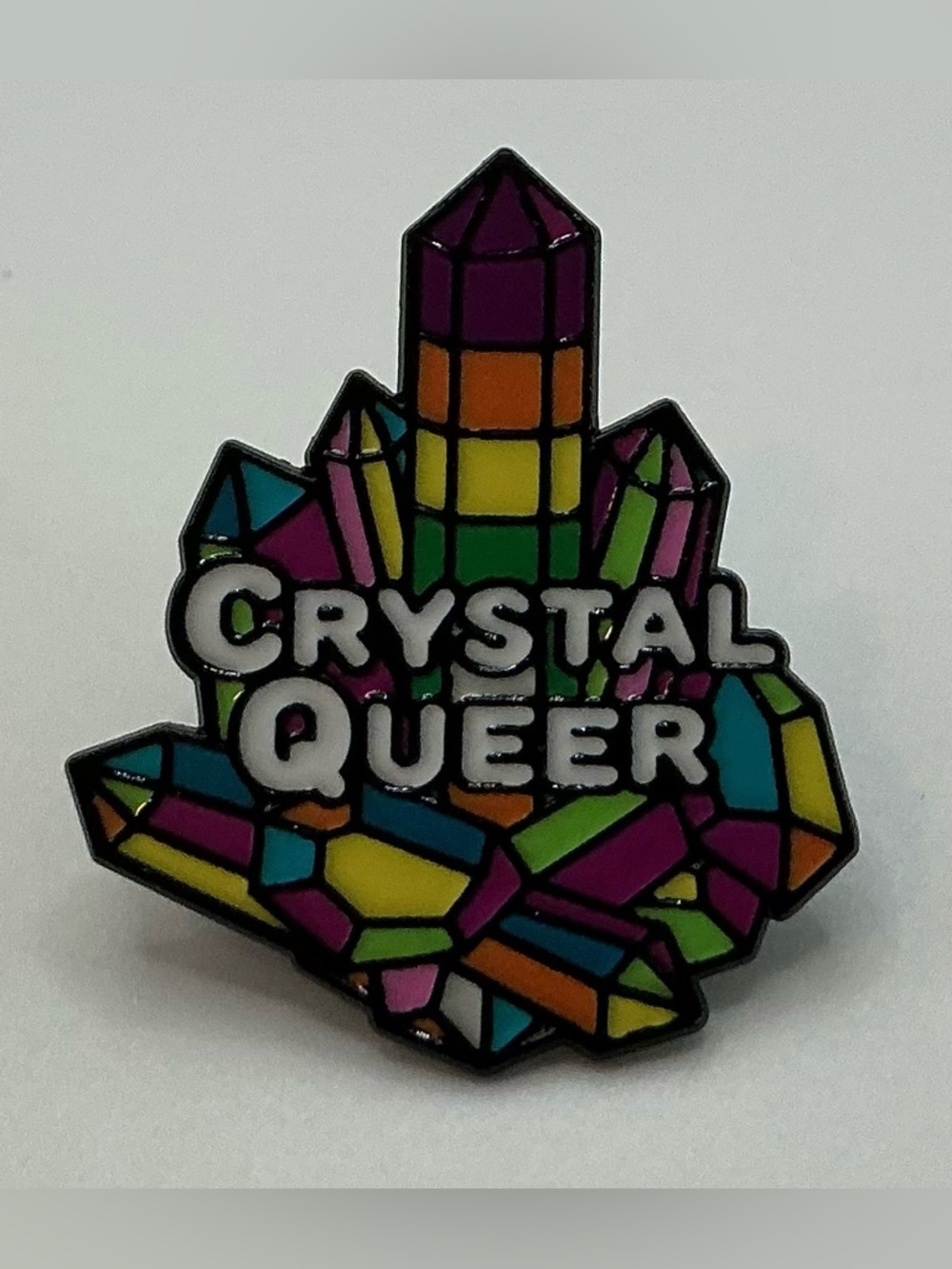 ENAMEL LAPEL PIN LGBTQ CRYSTAL QUEER RAINBOW PRIDE UNISEX